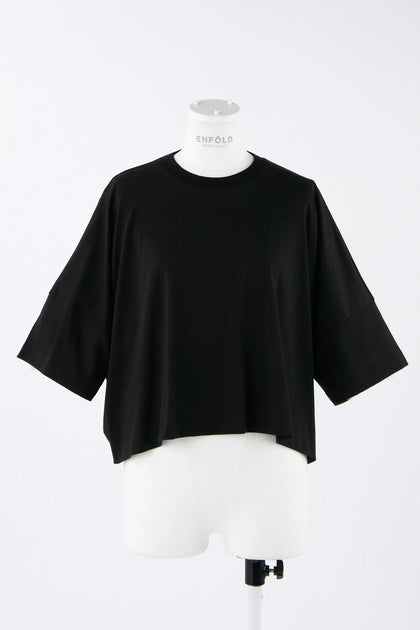 ENFOLD DECORATIVE WAVE T－SHIRT BLACK Enfold / 2024Ss Decorative Wave T-Shirt Patch Slit Cut And