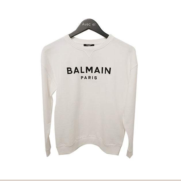 【関税＆送料込み】Balmain White Crewneck T-Shirt With Logo White Designer T-shirts - Men | Balmain