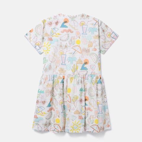 Summer Doodles Print Shirt Dress
