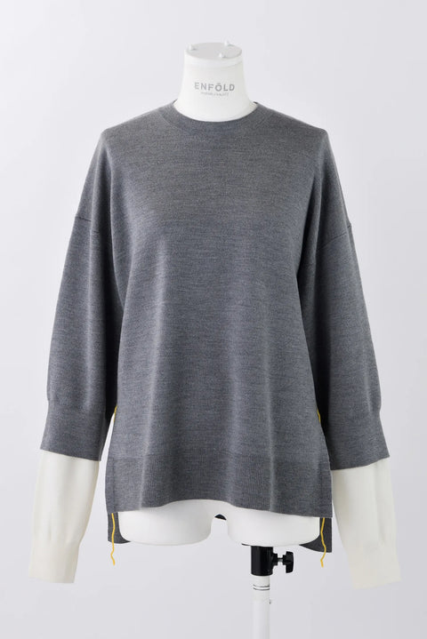 Layered Knit Pullover - Grey