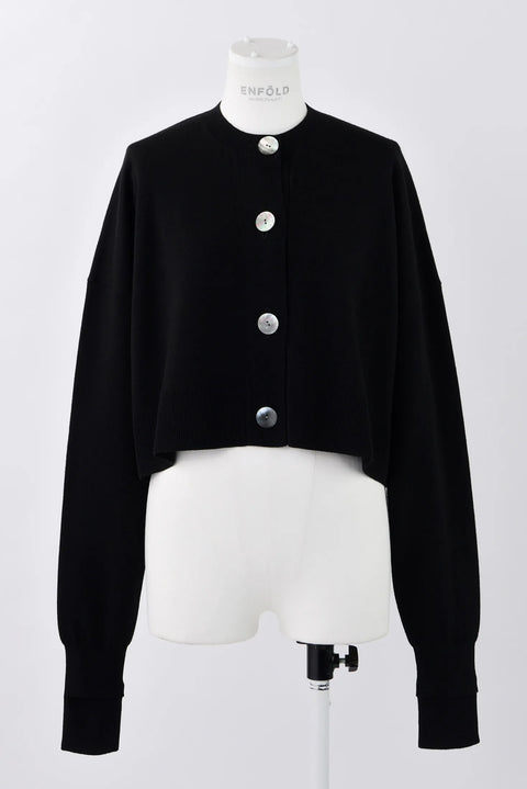 Big Button Short Cardigan - Black