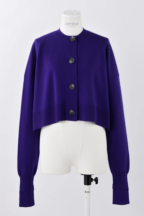 Big Button Short Cardigan - Purple