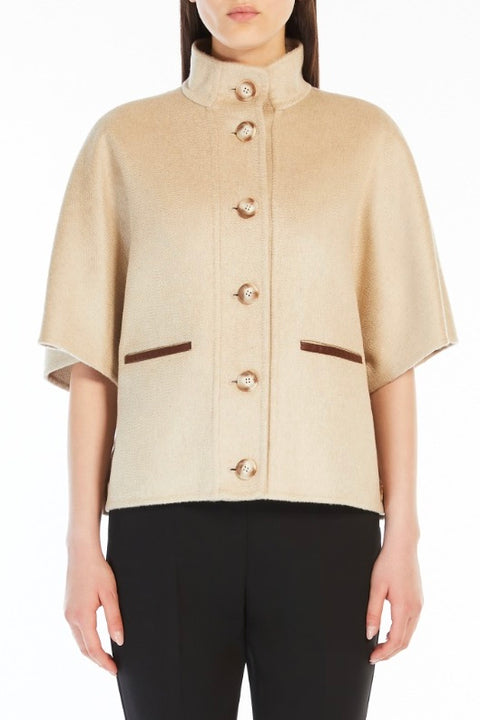 Short Cashmere Cape - Beige