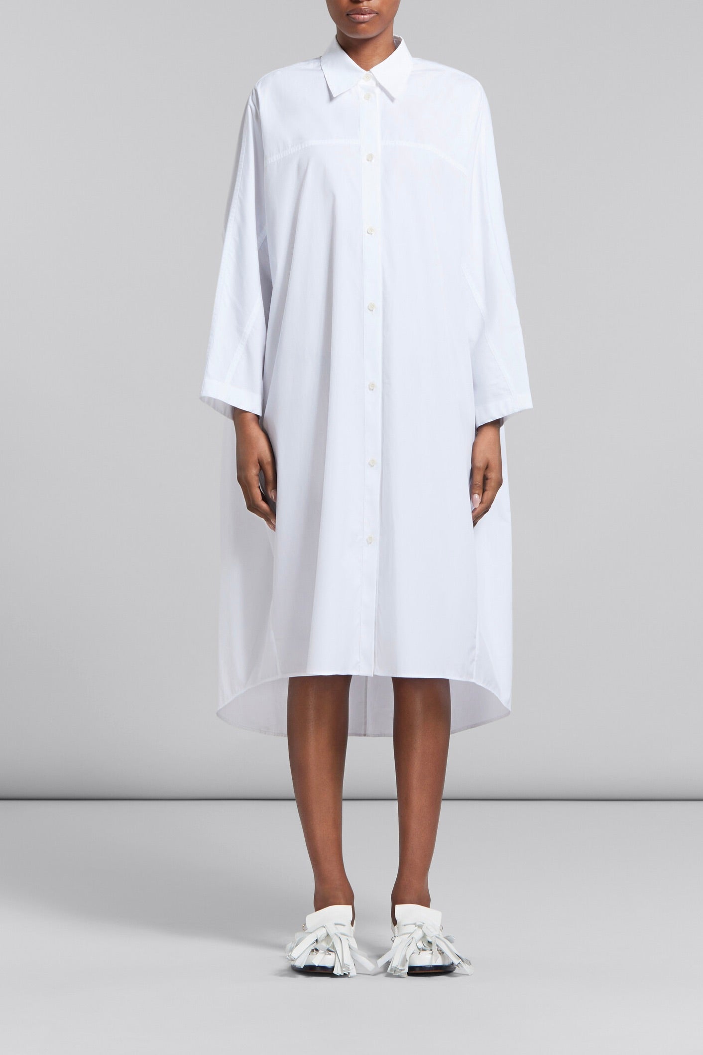 MARNI マルニ ワンピース Cotton poplin shirt dress888156 Cotton poplin shirt dress in white - Marni | Mytheresa
