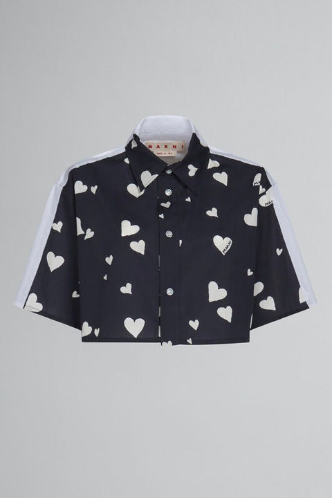 Black Poplin Heart Shirt