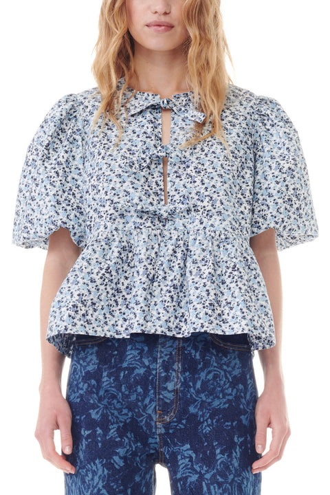 Floral Poplin Peplum Blouse