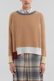 Brown Color-Block Cashmere Jumper