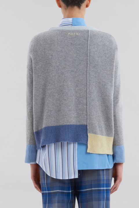 Grey Color-block Cashmere Jumper