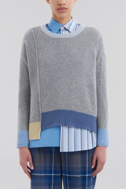 Grey Color-block Cashmere Jumper