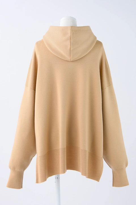 Knit Hooded Pullover - Beige
