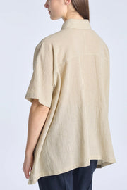 Striped Cotton Work Shirt - Beige