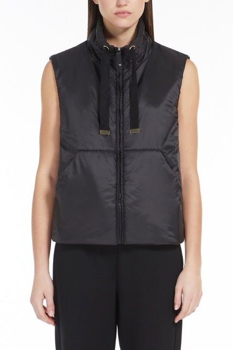 Water-Repellent Stand-Up Collar Vest - Black