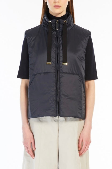 Water-Repellent Stand-Up Collar Vest - Navy