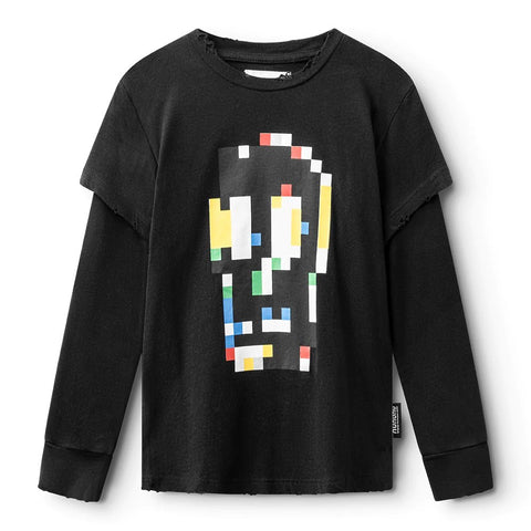 Pixel Skull Kids Shirt - Black