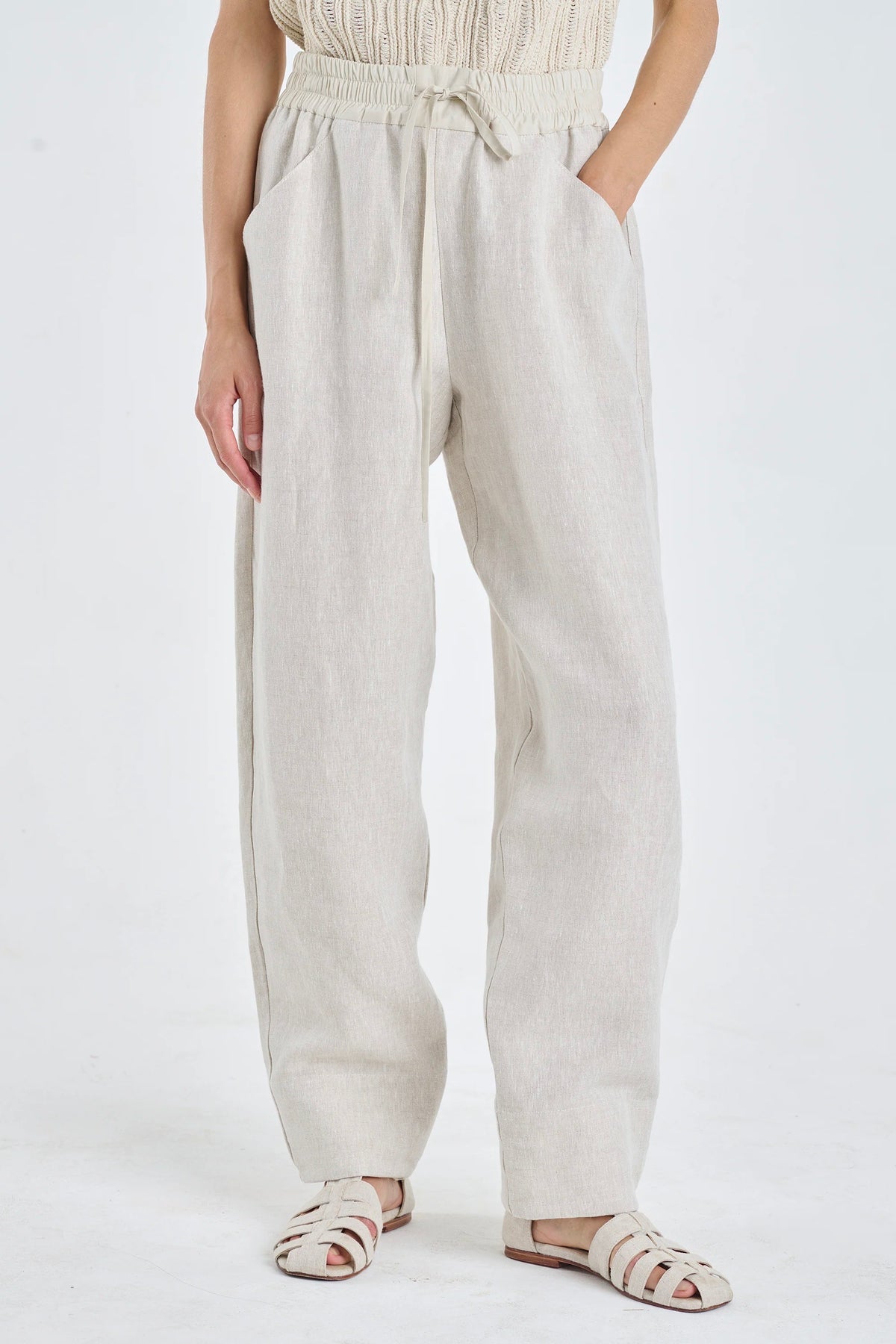Wide-leg Linen Pants with an Elastic Waistband - High-waisted Pants –  3HLinen Australia