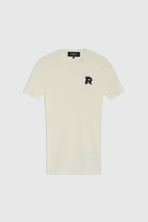 Short Sleeved Ribbed Knit - White