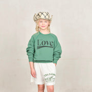 Green Love Shark Kids Sweatshirt