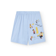 Soft Blue Comic Bermuda Mole Kids Shorts