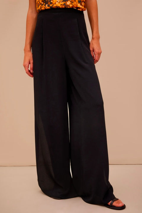 Black Straight Wide Trouser