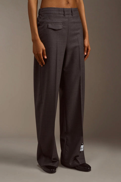 Wool Waistband Trousers - Grey