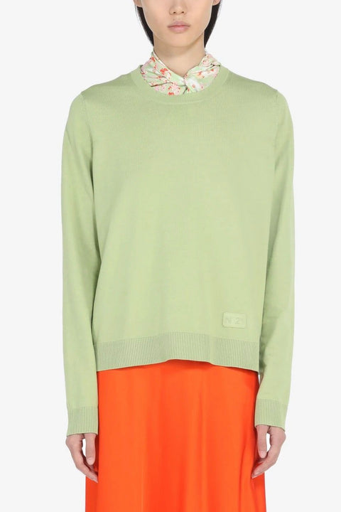 Round Cotton Sweater - Green