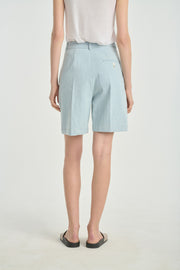 Pleats Linen Blue Short