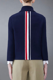 Cashmere Polo Collar Jacket - Navy