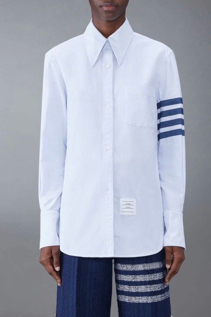 THOM BROWNE コットン混ジャージー シャツ ストライプ THOM BROWNE コットン混ジャージー シャツ ストライプ | THE