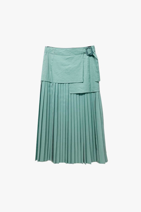 Billie Boucle Fuji Silk Skirt - Green