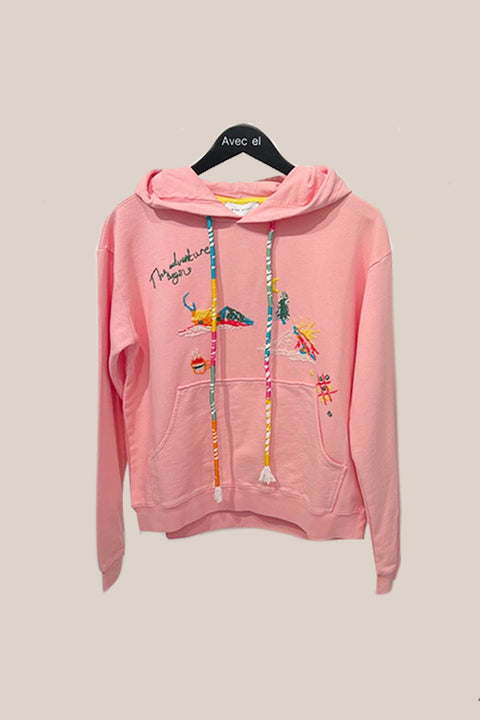Embroidered Hoodie - Pink