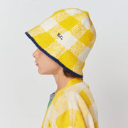 Checkered Crochet Hat - Yellow