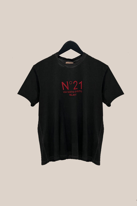 Red Logo Black T-Shirt