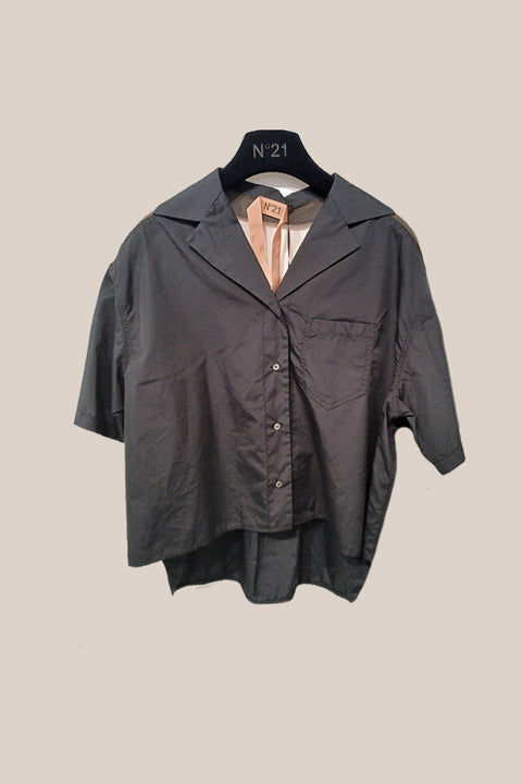 Short Sleeve Shirt Jacket - Black