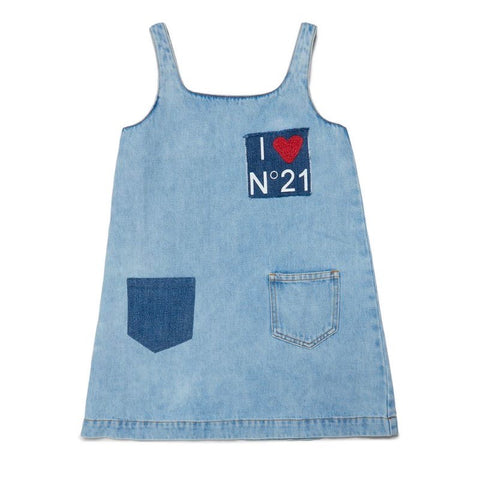 Logo Print Patchwork Denim Dress – avecel Logo Print Patchwork Denim Dress – avecel