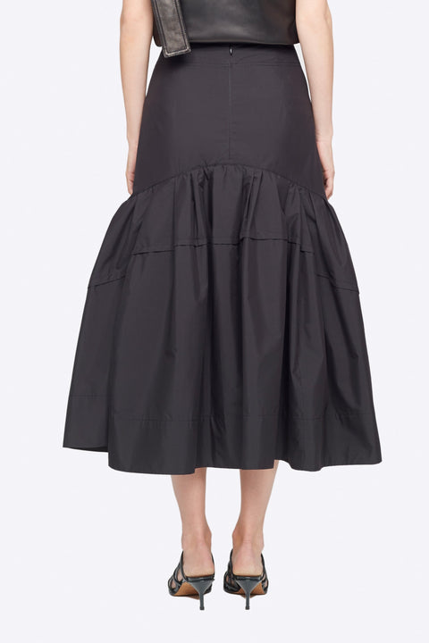 Shirred Midi Skirt - Black