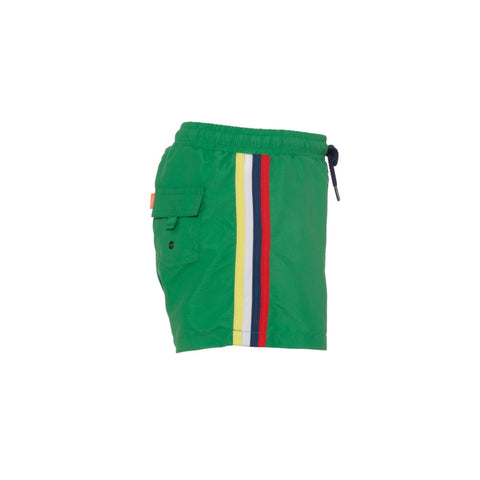 Boys Retro Stripe Swim Shorts - Green