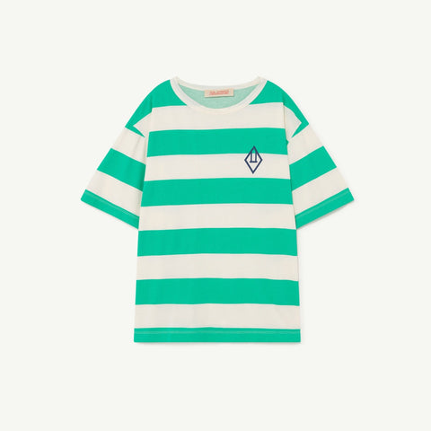 Green Stripes Rooster Oversize Kids T-Shirt