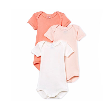 Baby Girl's Short-Sleeved Cotton And Linen Bodysuit - Set of 3