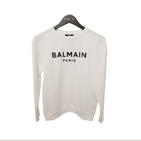 balmain   sweatshirt w/ logo   wht   12