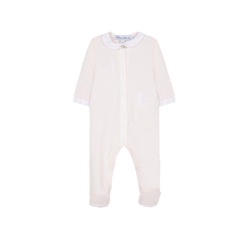 Pale pink jersey sleepsuit with rabbits