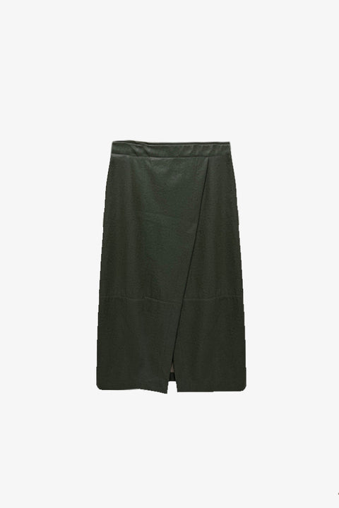 Khaki Leather Skirt