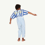 White and Blue Stripes Mammoth Kids Jumpsuit