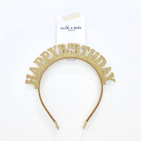 Happy Birthday Headband - Gold
