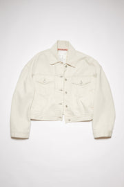 Cropped White Denim Jacket