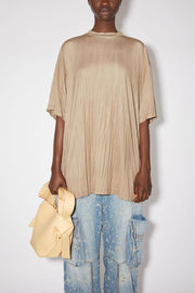 Pleated T-Shirt - Brown
