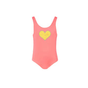 Girls Pink Reversible Heart Tie-Back Swimsuit