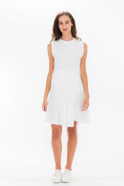 T-Shirt Dress With Overlap - White