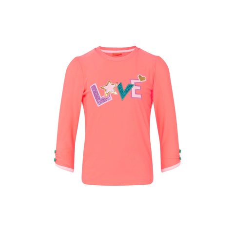 Girls Sherbet Pink Love Long Sleeve Rash Vest
