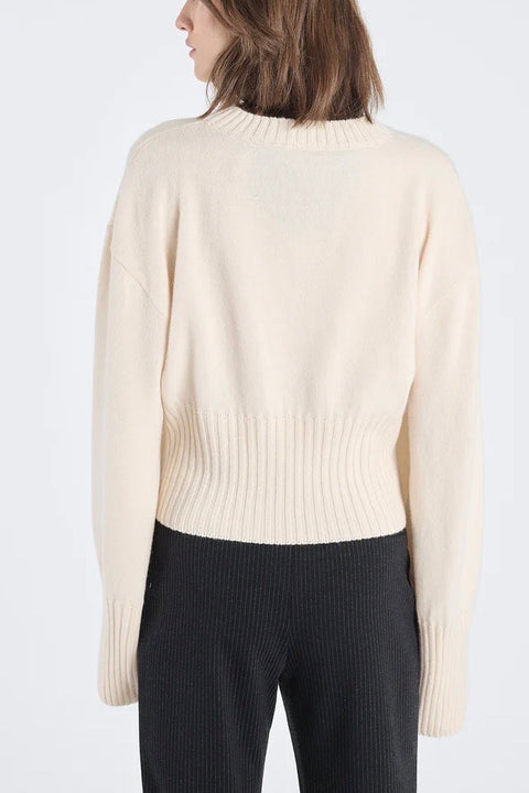 Cashmere Cropped Crewneck - Pearl