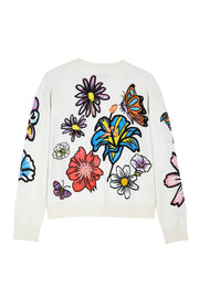 Floral-Embroidered Cotton Cardigan